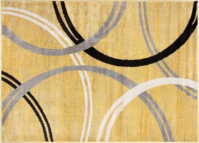 Rugshop Modern Wavy Circles Design Area Rug 2' x 3' Yellow
