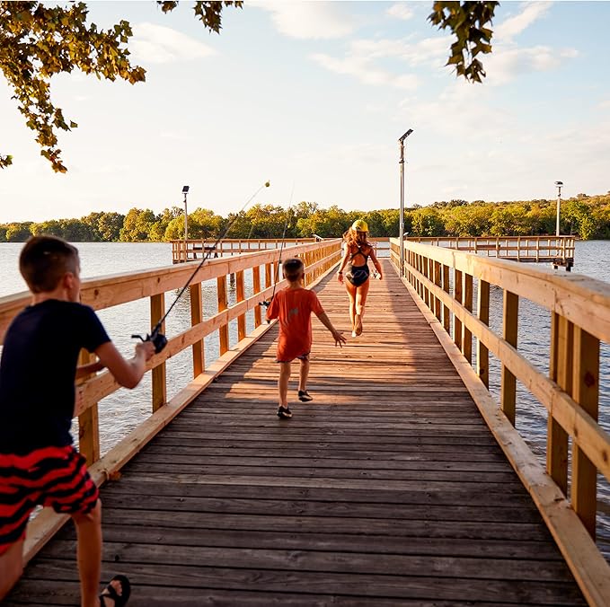 Zebco Wilder Fishing Reel and Rod Combo, 4'3" Durable Fiberglass Rod with Built-In Carabiner, Patented No-Tangle Reel, Pre-Spooled with 6-Pound Zebco Cajun Fishing Line, Blue/Orange