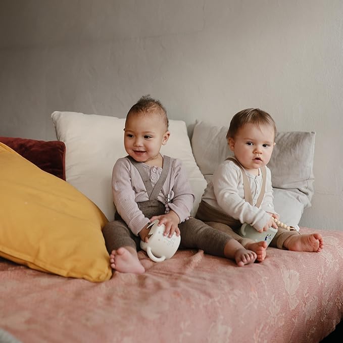 mushie x Bluey Silicone Snack Cup | Spill Proof Food Container for Toddler and Baby (Bluey Sage)