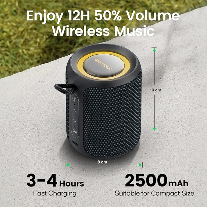 Bluetooth Speaker Wireless,IP67 Waterproof & Dustproof Portable Speaker with Lights,15W Loud Stereo Sound, 2500mAh Battery All Day Playtime, TWS Pairing, BT5.3, Home/Party/Outdoor/Beach (Blue Black)