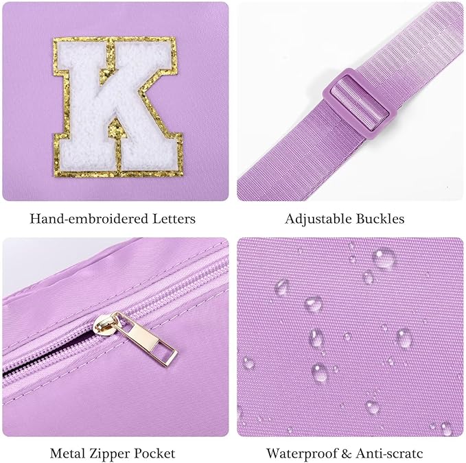 YOOLIFE Gifts for Girls Teen Girls Birthday Gifts - Personalized Gifts for Women, Gifts for Daughter Sister Friends, Purple Initial Crossbody Bag Belt Bag A