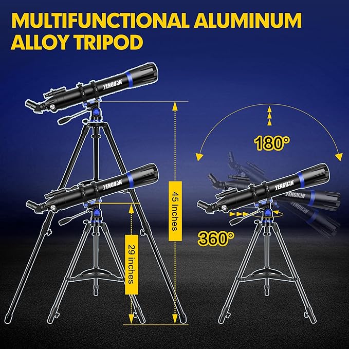 Telescope, 90mm Aperture 800mm-Telescope for Adults & Kids, Professional Refractor Telescopes for Adults High Powered, Beginner-Friendly, Phone Adapter & Stable Stainless Tripod, Portable Carry Bag