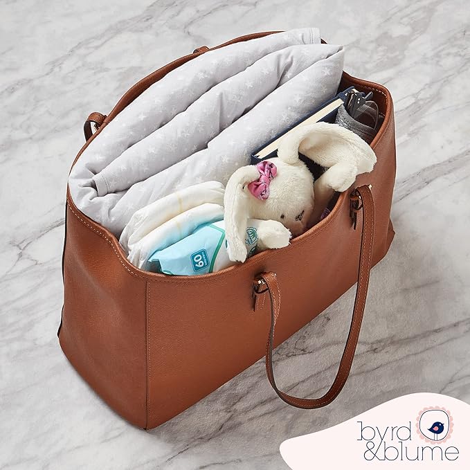 Byrd & Blume Round Baby Play Mat, Organic Cotton Soft Padded Nursery Floor Mat, Safe Hypoallergenic Baby Mat, Reversible, Foldable, Portable Infant Tummy Time Mat Fits Tents & Playpens (40"x40") Gray