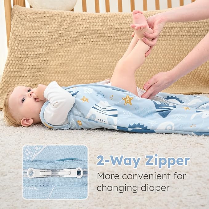 Yoofoss Baby Sleep Sack 0-6 Months, TOG 2.5 Baby Wearable Blanket with 2-Way Zipper, 100% Organic Cotton Fabric Winter Newborn Sleeping Sack, Warm Soft Comfy