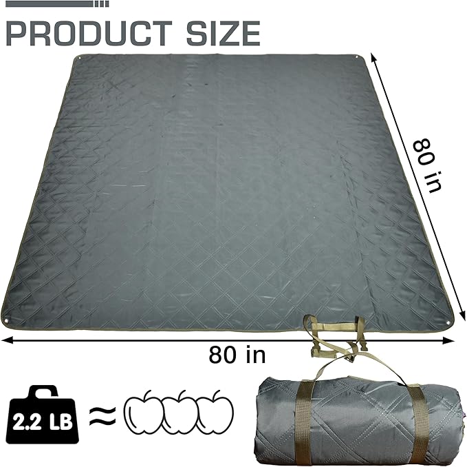Waterproof Picnic Blanket 80 * 80 in Portable with Carry Strap for Beach Mat or Family Outdoor Camping Party, Park Blanket for Grass Park, Hiking, Travel