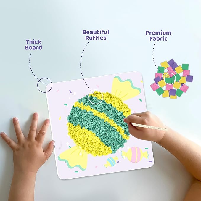 jackinthebox Poke Poke Art for Kids - Candyland Theme, Mess-Free Fabric Art and Craft, Flower Pressing Kits, Gift for Kids, Girl Gifts, DIY Activity Boy Gift, Toys for Girls and Boys Ages 4 5 6 7 8