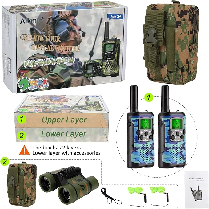 Walkie Talkies for Kids Toys for Boys Aged 5+ Outdoor Toys 2 Way Radio 22 Channel 3 Miles Range for Camp Hunt Adventure Game Birthday 6 7 8 9 10 Year Old Boys Gifts (Blue)