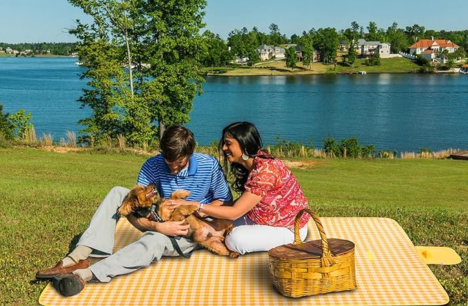 Picnic Blanket Beach Mat Extra Large Sandproof Waterproof Camping Blanket Portable Travel Blanket Play Mat for Outdoor Indoor Family Women Men Kids Beach BBQ Park Grass, 79"x57"