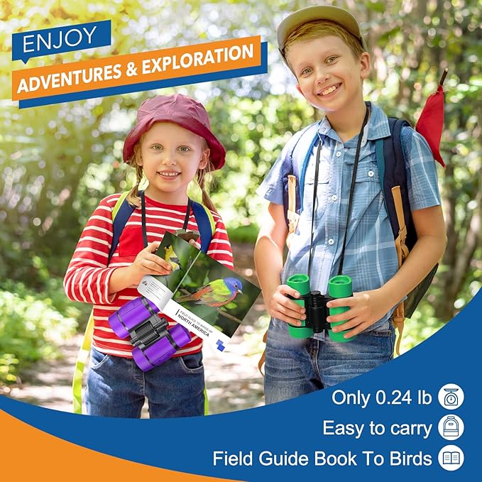 LET'S GO! Boy Toys Age 3-7 Kids Binoculars for Bird Watching|Hiking|Camping Toy for 3 4 5 6 7 Year Old Boy Girl Birthday Gifts Outdoor Travel Toys for Kid Boys Ages 3-6 Stocking Stuffers
