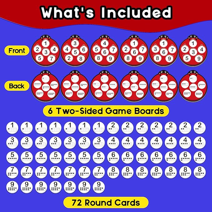 Math Games for Kids, Math Manipulatives Kindergarten Preschool Counting Toys, Ten Frame Set Addition and Subtraction Flash Cards Matching Bingo Number Games Homeschool Classroom Must Haves