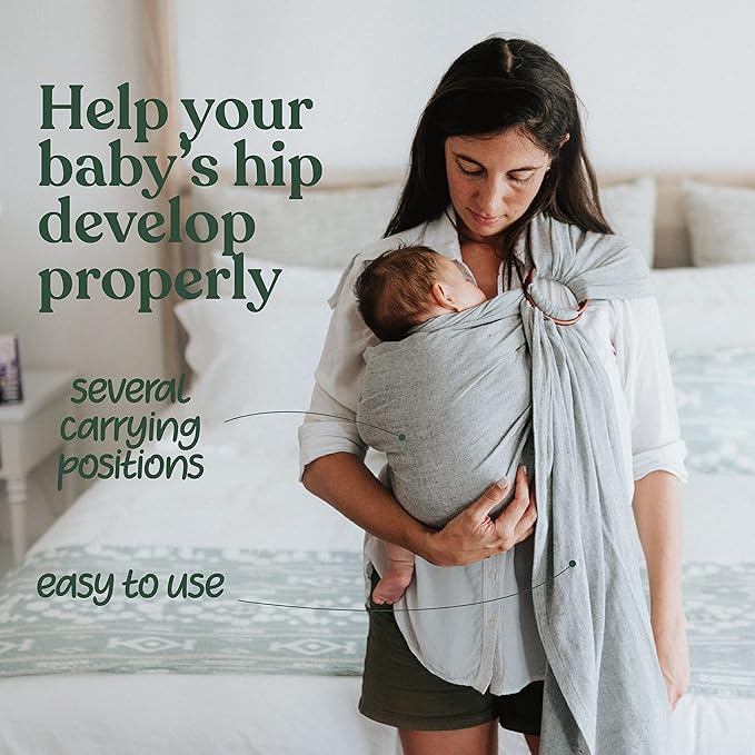 Nalakai Luxury Ring Sling Baby Carrier, Soft Linen Blend Baby Sling, Baby Wrap, Wear Your Little One Close to Your Heart, Comfort, Style