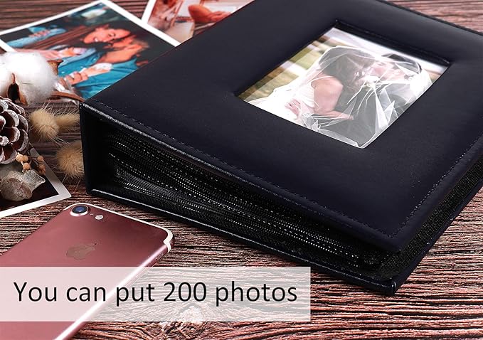 RECUTMS Adventure Photo Album, Blue, 6x4, 200 Photo Slots, Premium Leather Cover, Sleeves, Personalized, Suitable for Birthdays, Weddings, Parties