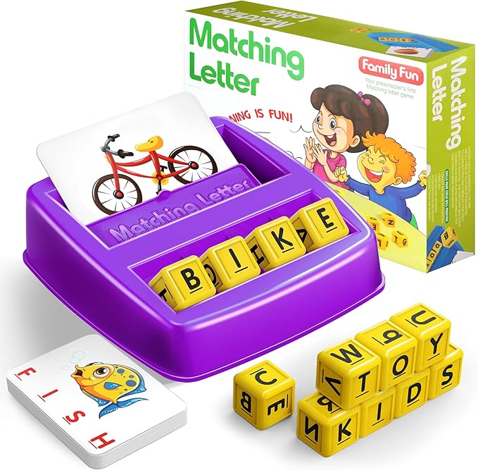 Educational Toys for 3 4 5 Year Old Girls Boys Gifts, Matching Letter Spelling Games Learning Toys for Kids 2-4 Year Olds, Christmas Birthday Gifts for 3-6 Year Old Girls Toddler Toys Age 2-4