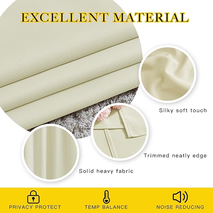 NICETOWN Room Darkening Beige Curtains 102 inches Long 2 Panels Burg, Grommet Thermal Curtains Light Blinds Room Darkening Window Treatments for Bedroom, 2 Panels, W52 x L102