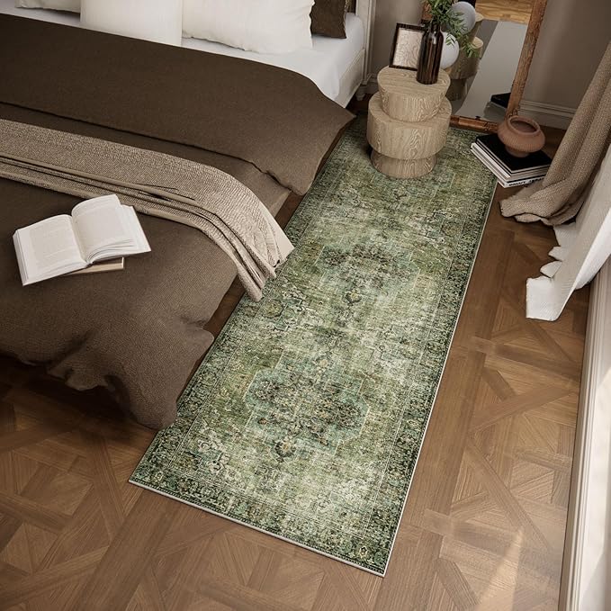 Machine Washable Kitchen Runner Rug: 2'x6' Hallway Rug Non Slip Low-Pile Stain Resistant Soft Carpet Runners for Entryway Hallways Kitchen Laundry Room Beside Farmhouse