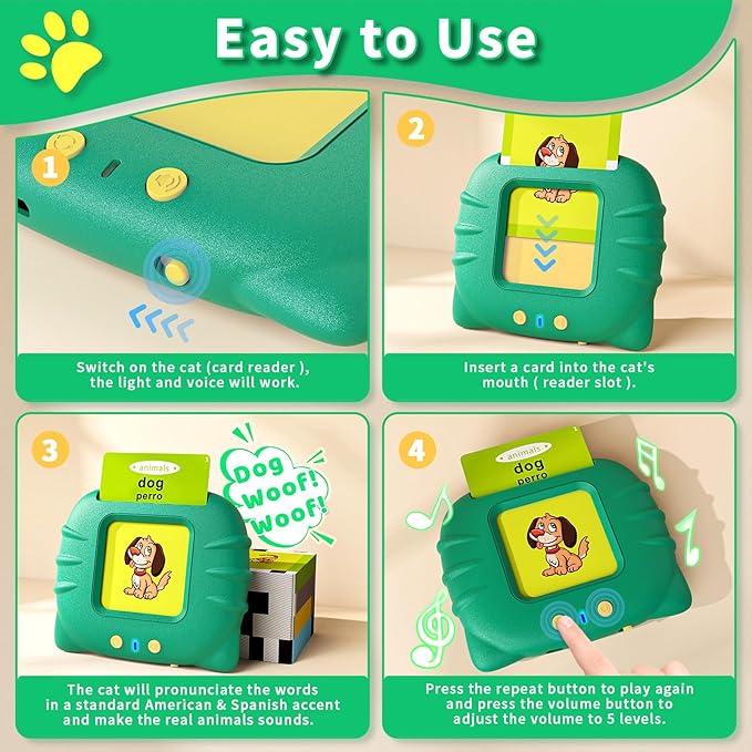 Toddler Toys Bilingual English and Spanish Talking Flash Cards for 1 2 3 4 5 6 Year Old Boys and Girls, Autism Sensory Toys for Autistic Children, Learning Educational Speech 250 Sight Words