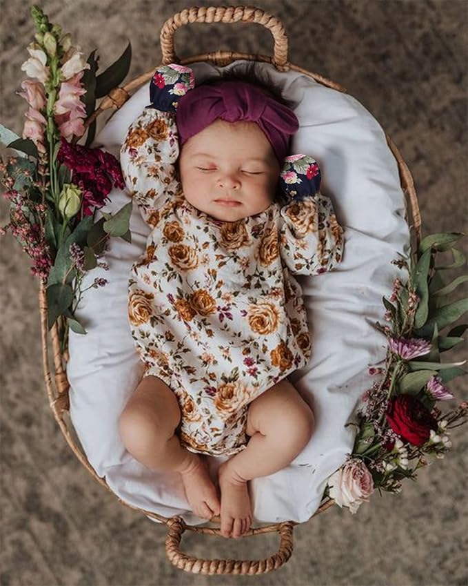 BQUBO Newborn Infant Toddler Mittens No Scratch Cotton Elastic Wrist Gloves Hypoallergenic for 0-6 Months Baby Boys Girls