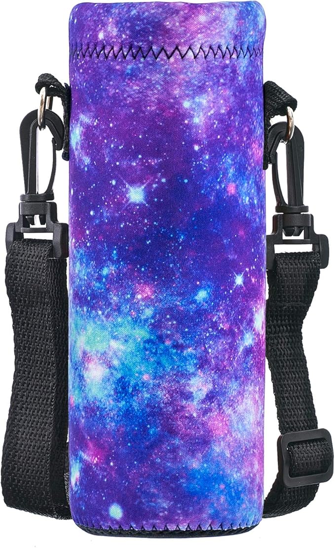 Neoprene Water Bottle Carrier Bag with Adjustable Shoulder Strap for Men Women Walking Hiking,Portable Insulated Holder Case for Stainless Steel/Glass/Plastic Bottles