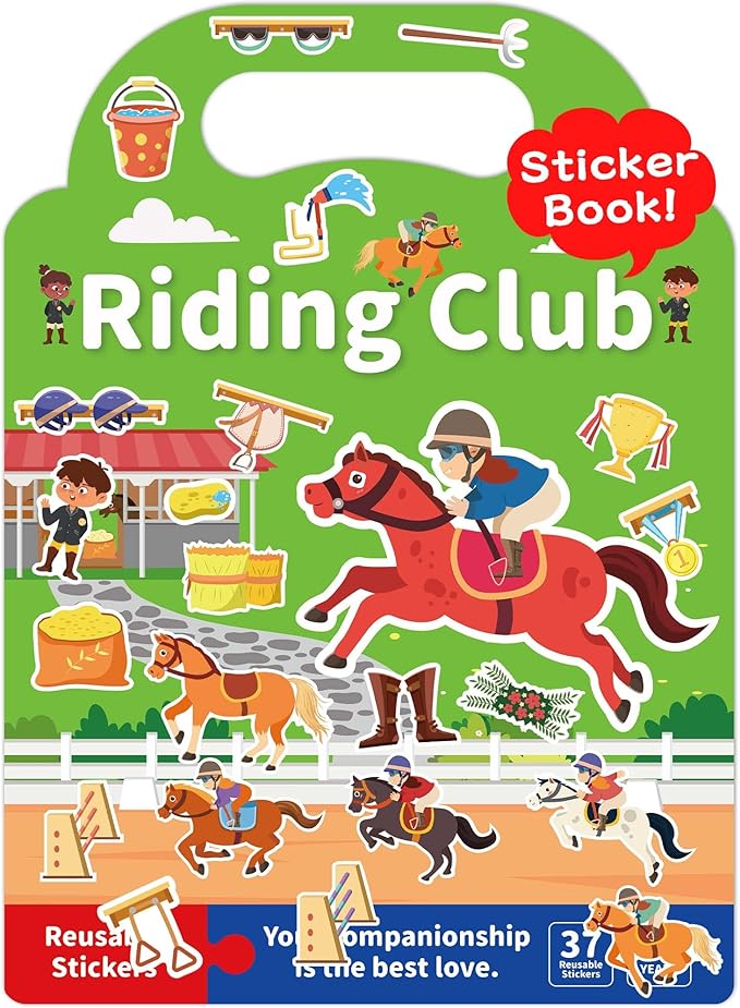 Benresive Reusable Sticker Book for Toddlers 2-4 Years, Fun Travel Stickers for Kids, Waterproof Sticker Books for Toddlers 1-3, Crafts Activities for Todddlers 1-3 2-4 3-5 - Riding