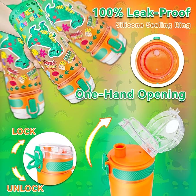 EDSPORTSHOUSE Decorate Your Own Water Bottle Kits for Boys Age 5-12,Dinosaur Painting Crafts,Fun Arts and Crafts Toys for Boys Birthday Christmas(Dinosaur)