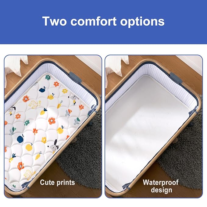 Baby Bassinet Mattress 33 x 19 inches- Firm Support and Comfort Premium Foam,Noiseless and Odorless,Hypoallergenic Small Crib Mattress, Fits Moses Basket, Dual Sided with Soft Breathable Fabric