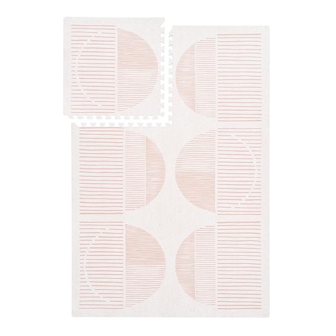 PopsyKosy Premium Exercise & Baby Foam Play Mats - Stylish & Large Non-Toxic Odorless Floor Mat - 6 Tiles - Spacious 6ft x 4ft - Peel-Resistant Reinforced - Soft Thick, Waterproof - Cream Pink