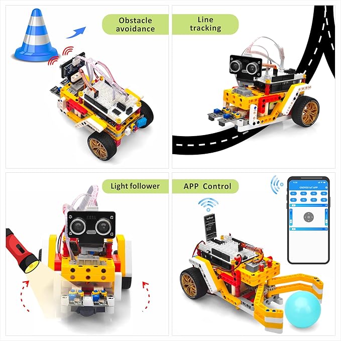 OSOYOO Building Block Robot car kit for Arduino as STEM Toy Gift for Kids Teenagers Adults to Learn Program Electronic Circuits, WiFi IOT Mechanical