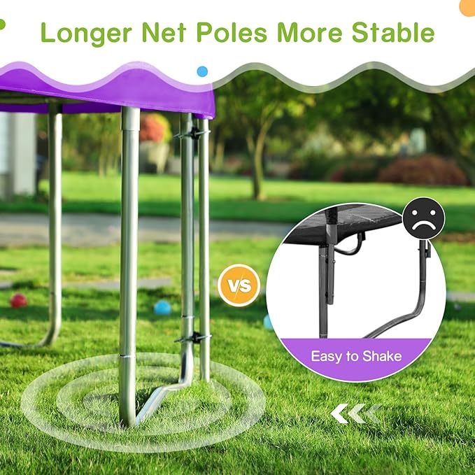 Zupapa 1800LBS Weight Capacity Double Frames Trampoline with No-Gap Design Curved Poles 16 15 14 12 10FT Trampolines with Enclosure Net for Kids Adults, Outdoor Family Fun