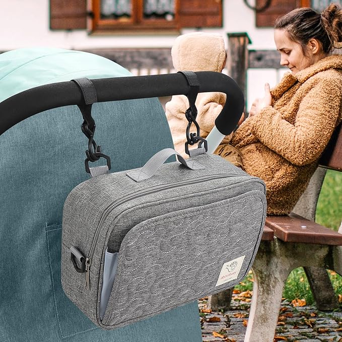 Accmor Stroller Organizer, Universal Stroller Organizer with Insulated Cup Holder Pocket, Dual Purpose Large Capacity Stroller Bag Caddy, Stroller Accessories Fits for Uppababy, Doona, Nuna Strollers