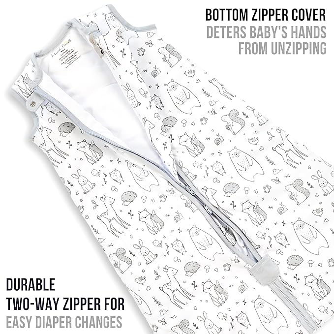 Baby Sleep Sack 1.0 TOG, Organic Cotton Baby Wearable Blanket with Two-Way Zipper, Swaddle Transition Baby Sleeping Bag, All-Season Sleep Sack for Newborn Infant Toddler Boy Girl, 2-Pack, 6-12 Month