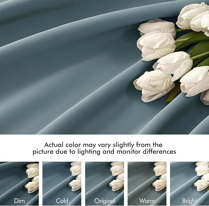 MIULEE Greyish Blue Back Tab Blackout Curtains 102 Inch Long 2 Panels Set for Bedroom, Rod Pocket/Pinch Pleated Thermal Insulated Living Room Darkening Light Blocking Floor to Ceiling Drapes