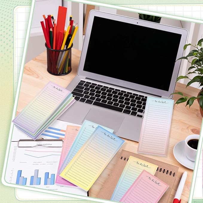 Censen 10 Pack 500 Sheets To Do List Notes Daily Checklist Notepads with 50 Sheets Each Undated Color Memo Pad Block Shopping List Pad Weekly Plan Notepad Organizer Planners(Vivid Color,Lined)