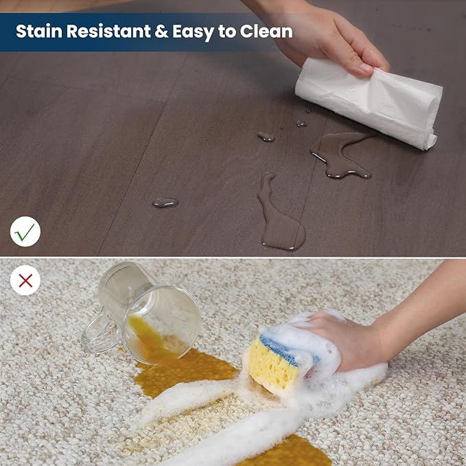 Floor Mats for Home, 5'×7' Translucent Black Vinyl Area Rug for Under Dining Table, Waterproof Non-Slip Hard Floor Living Room Rug, PVC Rolling Chair Protector for Workspace, High Traffic Areas