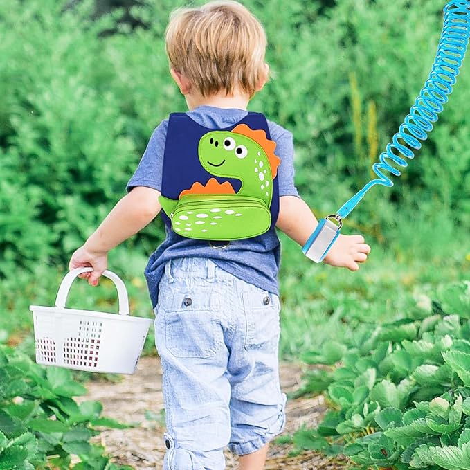 Accmor Toddler Harness Leash, Cute Dinosaur Kids Harness Children Leash with Anti Lost Wrist Link for Outdoor Travel, Adorable Child Leash Walking Harness Wristband Assistant Strap for Baby Ages1-4