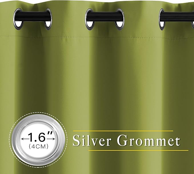 NICETOWN Light Reducing Grommet Curtains - Triple Woven Textured Soft Curtain Panels for Living Room Window Treatment Drapes for Sliding Door (W80 x L108, Fresh Green, 2 Pieces)