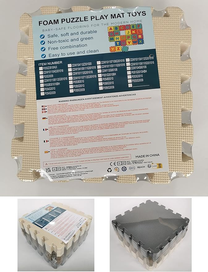 MQIAOHAM® 18 Pieces Puzzle Play Mats, Soft Baby Play Mat, Kids Interlocking Foam Floor Tiles, Toddlers Carpet Playmats G301018-101103112