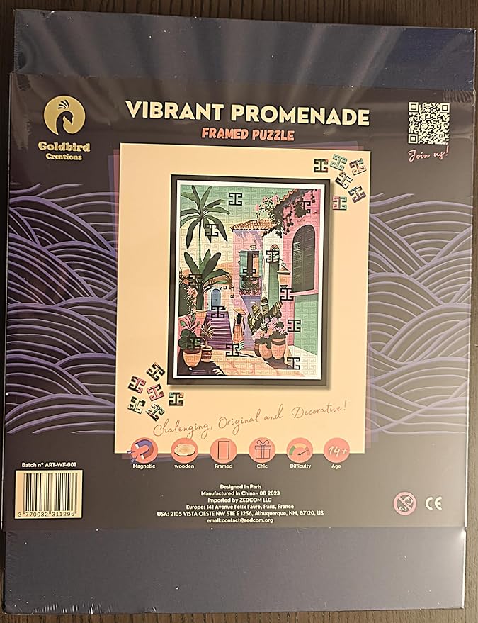 Magnetic Jigsaw Puzzles with Frame for Adults - Original Wooden Jigsaw Puzzle - Rompecabezas para Adultos - Landscape Wall Art Decor - Original Christmas & Birthday Gift (Vibrant Promenade)