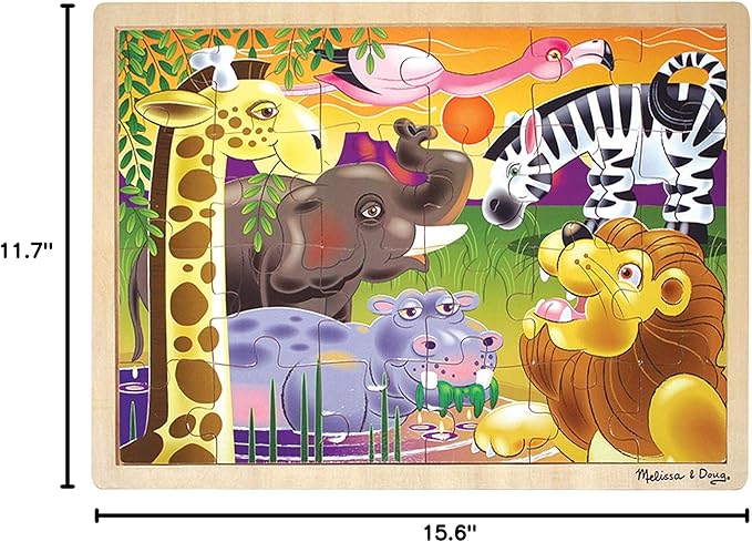 Melissa & Doug African Plains Safari Wooden Jigsaw Puzzle with Storage Tray (24 pcs)