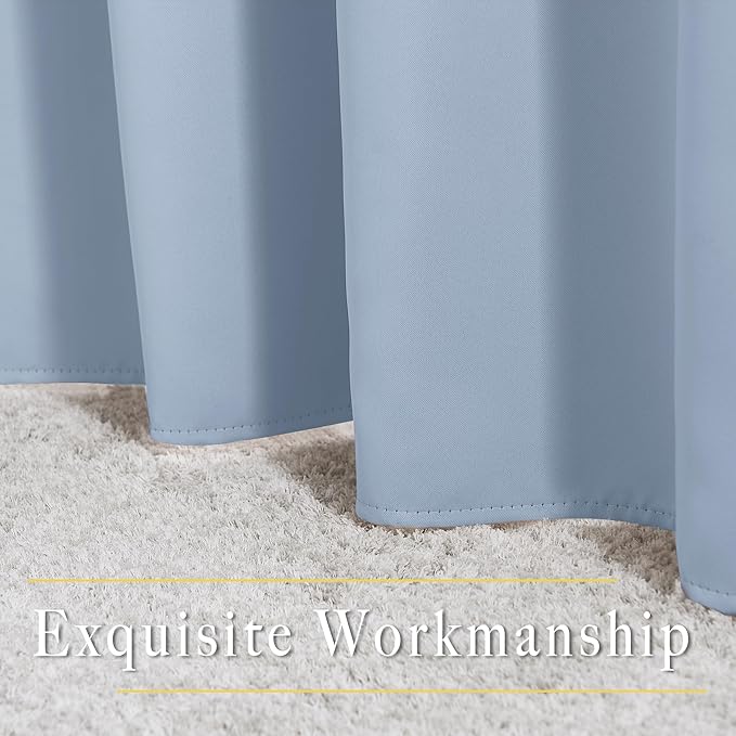 NICETOWN Room Darkening Extra Long Curtains - Home Fashion Ring Top Thermal Insulated Weighted Large Window Treatment Drapes for Nursery (W80 x L108, Vintage Blue, Set of 2)