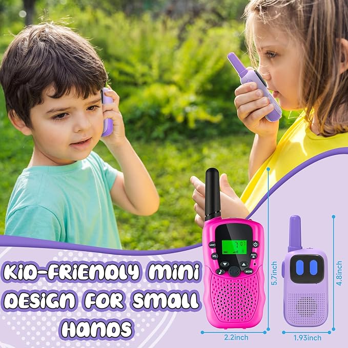 Outdoor Toys for Kids Ages 4-8, Kids Walkie Talkies 2 Pack 1000FT Long Distance with 2 Channels, Handheld Walky Talky for Children Interactive Toys Birthday Gifts for Girls Boys 5-7 Year Old