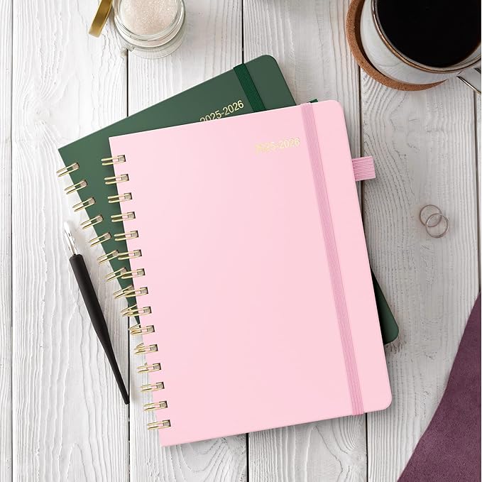 Planner 2025-2026 Weekly and Monthly, July 2025 - June 2026, Hardcover Spiral Bound with Tabs, Inner Pocket, A5 (6.3"x8.5") - Ideal for Teachers, Students & Professionals, Pink