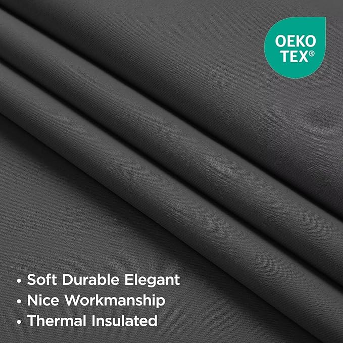 Joydeco Blackout Curtains 108 Inches Long for Bedroom, Thermal Insulated Black Out Curtains 2 Panels Set, Room Darkening Drapes for Living Room Window Rod Pocket Back Tab (W52 x L108 Inch, Dark Grey)