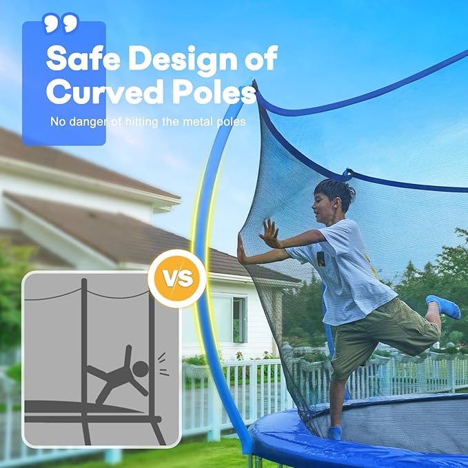 Zupapa 1500LBS Weight Capacity No-Gap Design Kids Trampoline 16FT 15FT 14FT 12FT 10FT Outdoor Safety Enclosure Trampolines with Non-Slip Ladder for Children, Adults & Family Backyard Fun