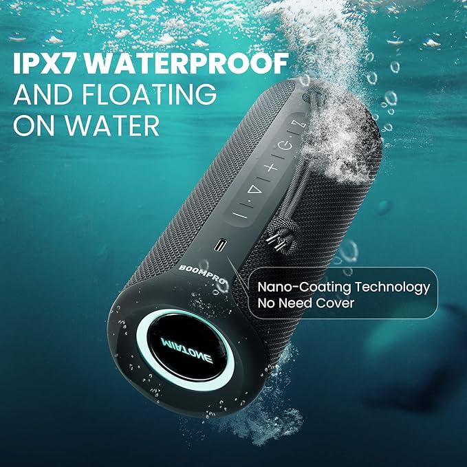 MIATONE Bluetooth Speakers 36W Portable Speaker with Stereo Sound Bass, Bluetooth 5.3 Wireless USB Type C Outdoor, 5000mAh 24H Playtime IPX7 Waterproof, Boy Friend Gifts for him (Black)