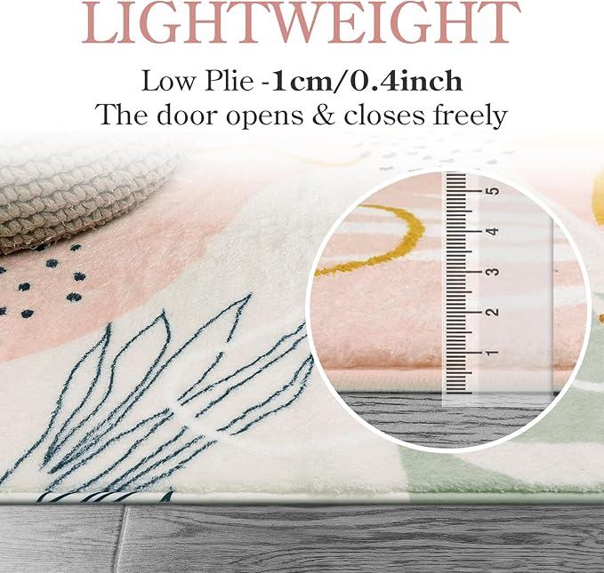 Lahome Pink Carpet for Living Room - 4x6 Area Rug for Bedroom Washable Non-Slip Boho Rug Throw Cute Soft Nursery Kids Rug, Abstract Botanical Print Indoor Rugs for Kitchen Entryway Laundry Dining Room