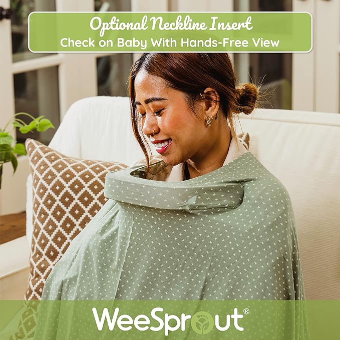WeeSprout Nursing Cover for Breastfeeding, Feeding Cover for Breastfeeding, Soft & Breathable Nursing Poncho, Neck Insert for Hands-Free View, Machine Washable & Dryer Safe Nursing Cover Up