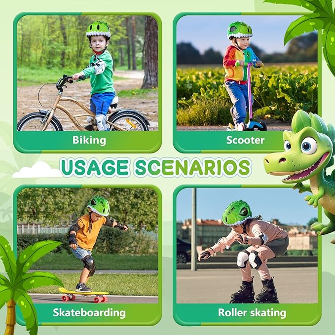 Toddler/Kids Bike Helmet Set for Boys Girls 3D Adjustable Kids Helmet Protective Gear Set Knee Elbow Wrist Pads and Multi-Sports Skateboard Scooter Cycling Roller Balance Bike