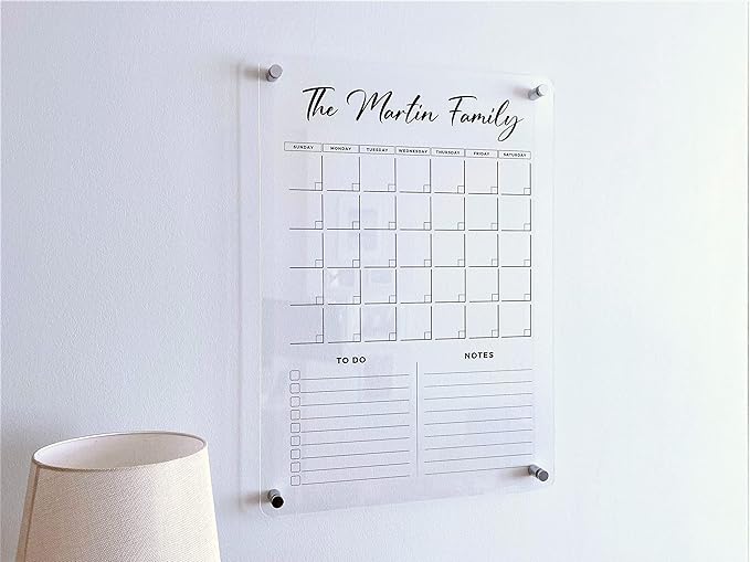 Acrylic Family Planner Wall Calendar - Personalized Calendar 2025, Personalized Dry Erase Board, Dry Erase Calendar, Monthly and Weekly Calendar, New Home Gift, Housewarming Gift