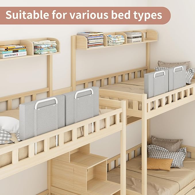 Bed Rail Guards for Toddlers, Adjustable Bed Rails with Safety, Bed Side Rails for Twin, Full, Queen Bunk Size (Grey, 1 Pack)