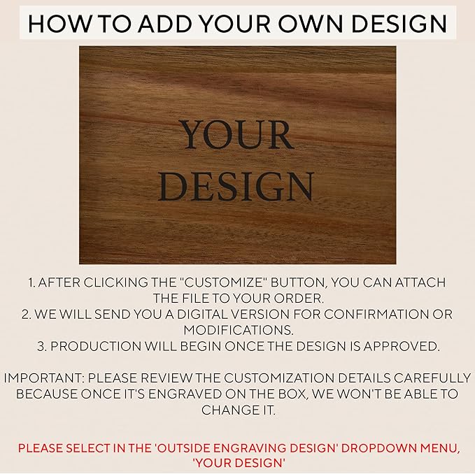 Personalized Memory Box Travel - Travel Gifts for Couples, Acacia Wood Chest Trunk for Couples Adventure Keepsakes, Wooden Keepsake Box for Tickets, Valentine's Gifts Custom, Various Designs, 8x6x4 in